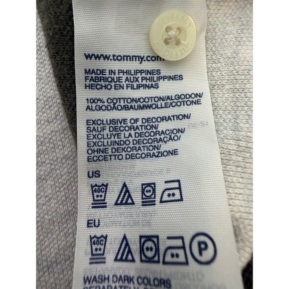 Tommy Hilfiger Men's Polo Shirt Medium Gray Green Stripe Short Sleeve Casual Cla - Picture 3 of 5